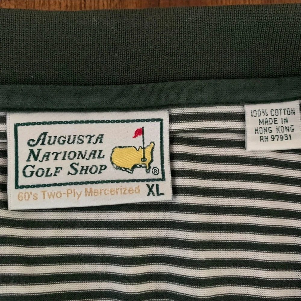 Masters Augusta Mens Forest Green Striped Classic Cotton Golf Polo Sz XL - Picture 4 of 11